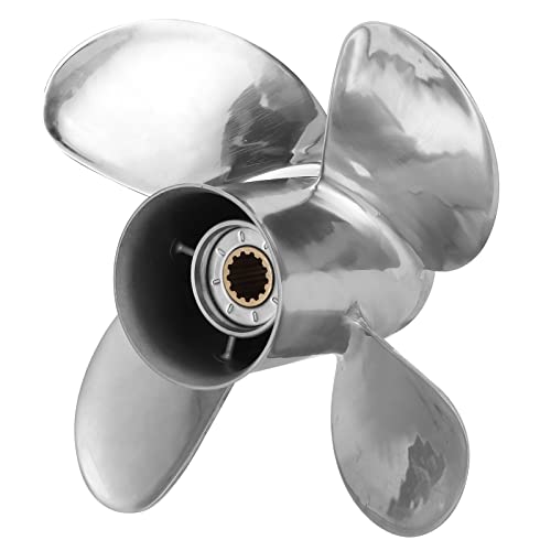 KIMISS Hochfester Außenbordpropeller 11,6 X 12 RH RH Außenbordpropeller 4 Flügel Edelstahl Passend für 25-60 PS Motor Langlebige Hochleistungs-Bootsmotorteile