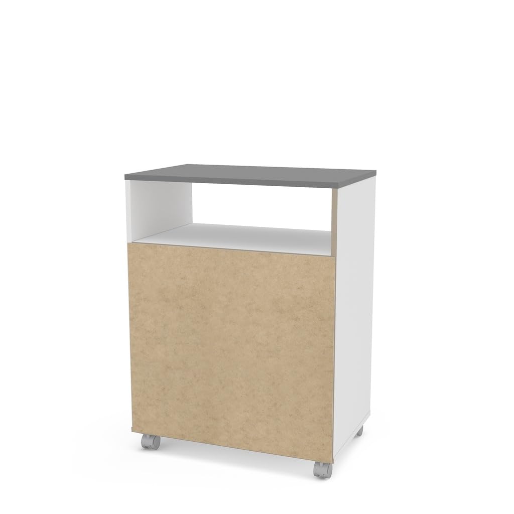 Mueble de Lavandería Blanco con Cesta Metálica y Tapa Gris Grafito – 60x40x80 cm – Diseño Moderno y Funcional en Melamina