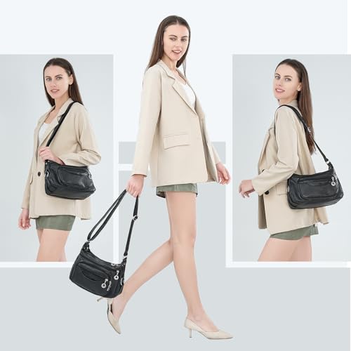 Crossbody Bag for Women Multi Pocket PU Leather Shoulder Handbag Large Capacity Lightweight Purse for Daily Use2