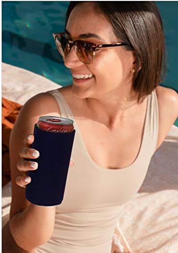 Miniatura 2 de Kropsis Fundas plegables para enfriar latas delgadas de 12 onzas, tela en blanco, espuma de buceo (negro, 12)