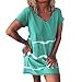 Produktbild Damen Kleider Sommer V Ausschnitt Kurzarm Sexy Strandkleid Jeanskleid Kleid Großer Größe Boho Kleid Baumwolle Polyester Bedruckt Partykleid Minikleid (EU:44, Grün)