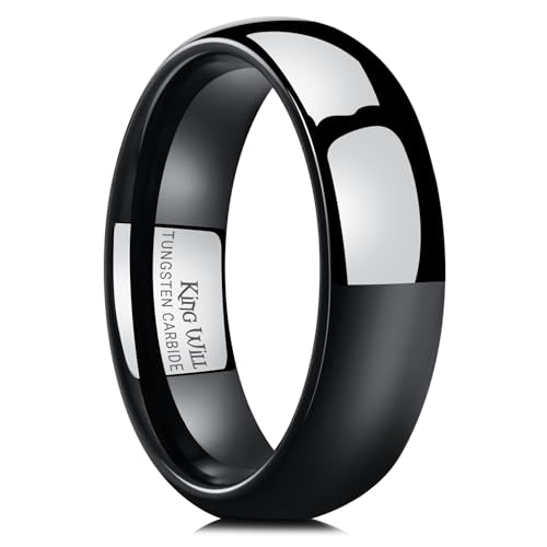 King Will Classic Tungsten Wedding Band for Men, 6/7/8/9/10mm Widths, Polished Finish Step Edge Matte Rings Comfort Fit