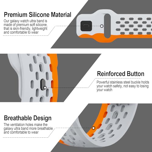 Image of Compatible with Samsung Galaxy Watch Ultra Strap 47mm Silicone Sport Breathable Bands for Galaxy Watch Ultra 2025 2024 Men Women