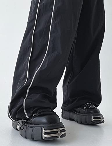 Women's Parachute Pants Cargo Trousers Elastic Waist Wide Leg Track Pants Y2k Clothing3
