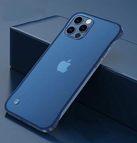 Image of EGOTUDE Ultra Slim Frameless Matte Hard Thin Back Cover Case for iPhone 12 & iPhone 12 Pro (Polycarbonate, Blue)