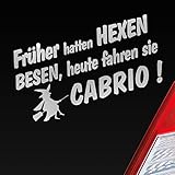Früher hatten Hexen Besen heute fahren Sie Cabrio! Dekoaufkleber in Wunschfarbe Verleihen Sie Ihrem Fahrzeug mit diesem silberne Früher hatten Hexen Besen heute fahren Sie Cabrio! Sticker in Ihrer bevorzugten Farbe eine persönliche Note. Der Früher hatten Hexen Besen heute fahren Sie Cabrio! Heckscheibenaufkleber bietet kräftige Farben, die auch bei täglichem Einsatz im Freien langanhaltend strahlen.