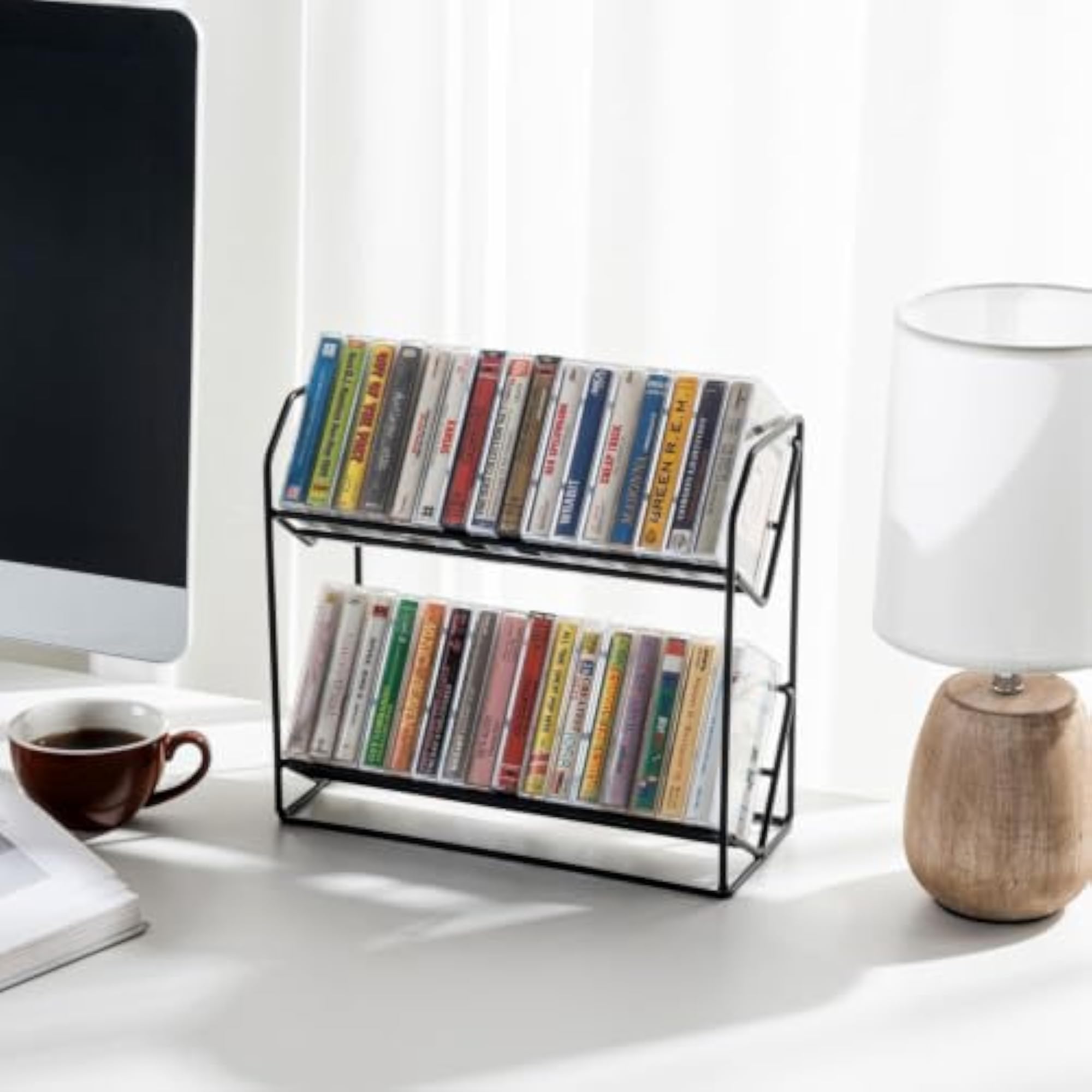 Stand Hub Classic Industrial Metal Wire Cassette Tape Storage Rack