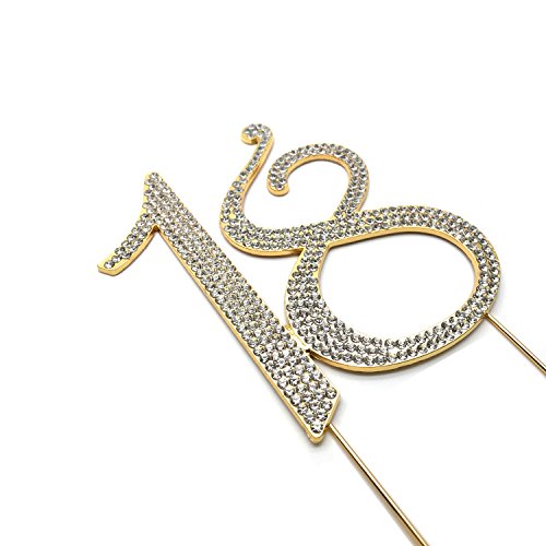 World of Sparkles 12cm Curly Cake Toppers with Clear Diamante Rhinestones Diamonds with Gold Base for Anniversary, Birthday Kids Children Adults Party Shows Functions