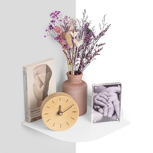 etterr | Balda esquinera metálica Flotante de Pared para salón, Cocina, baño y Entrada • Estantería de Esquina Invisible para Plantas y Libros • Repisa rinconera de Metal Minimalista para recibidor