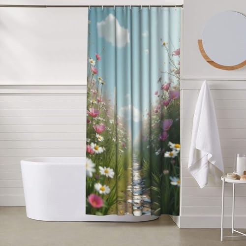 Rideau de douche n° 9 tissu épais résistant lavable 152x183cm