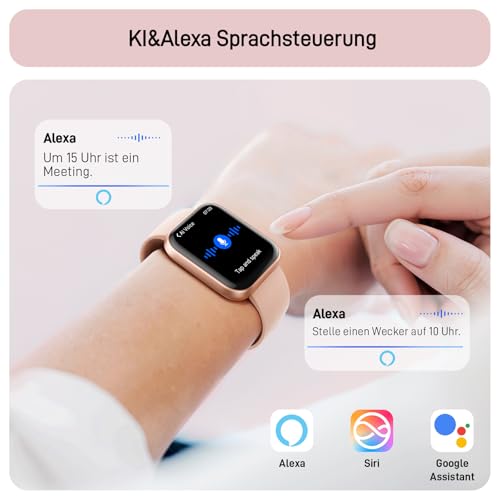 Smartwatch Damen 1,85'' 3ATM Wasserdicht 10 Tage Akku Alexa/AI Assistent – Ansicht 4