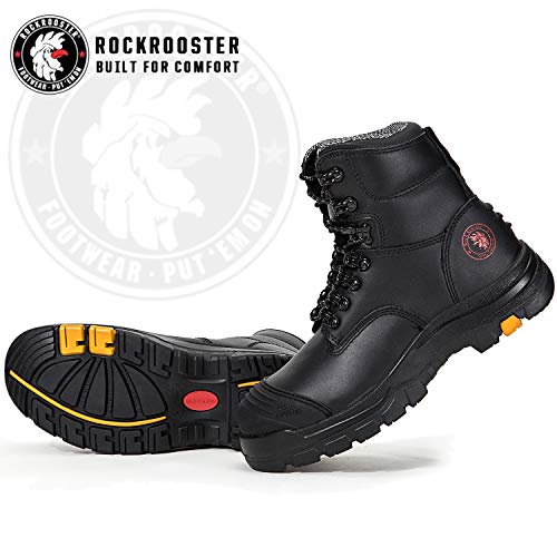 ROCKROOSTER Work Boots for Men, 8 inch, Steel Toe, Slip Resistant Safety Oiled Leather Shoes, Static Dissipative, Breathable, Quick Dry, Anti-Fatigue(AK245 12)