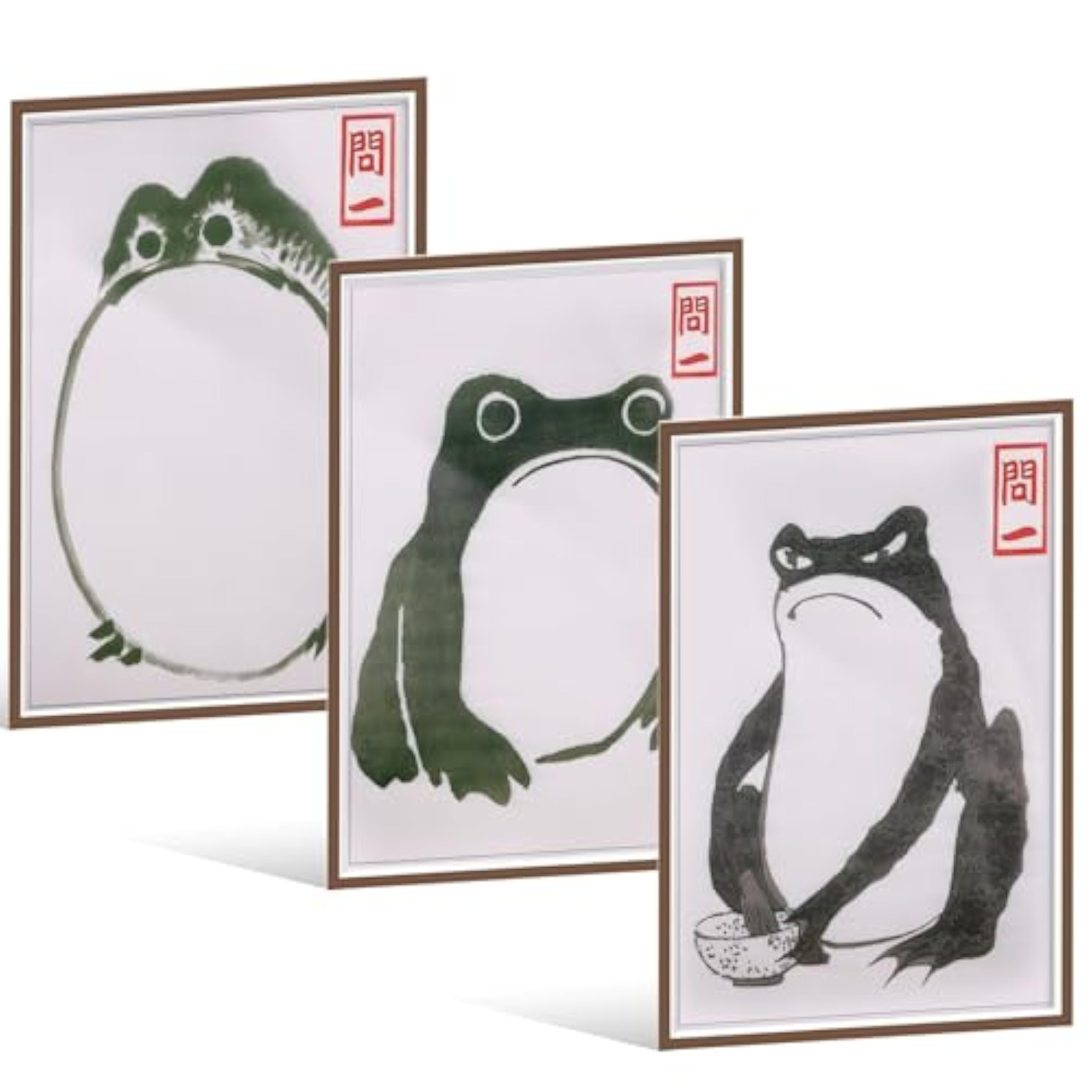 Juego de pósteres de Ukiyo-e japonesa: decoración de pared de rana japonesa, juego de cuadros vintage, arte japonés para decoración de pared, impresión artística japonesa, póster vintage de rana,