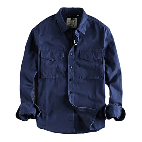Chemise de travail rétro vêtement homme bleu 3XL style vintage
