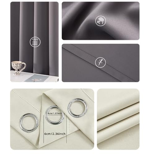 Rideaux Occultants pour Dormir dans le Noir Complet, Panneaux Thermiques Blancs 55x103in - 6