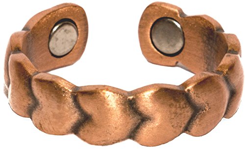 BillyTheTree Jewelry Copper Love Magnetic Therapy Ring - Heart Design - Adjustable Size for Men and Women