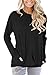 onlypuff Black Long Sleeve Shirts for Women Loose Fitting Tunic Tops Pocket T Shirts Womens Fashion Tops Blouse L
