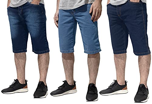 Kit 3 Bermudas Jeans Masculina Lycra Elastano (46)