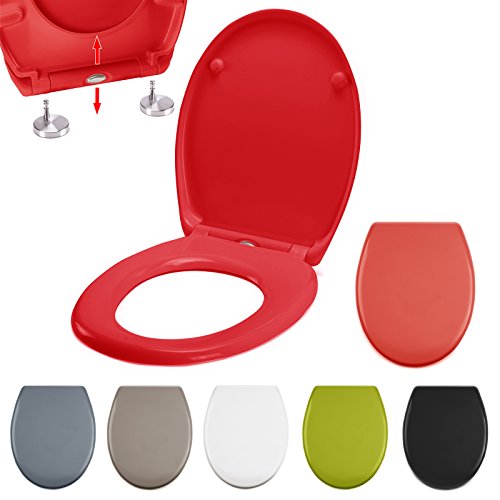 MSV Abattant WC Thermo Dur Easy Clean Rouge - Charnières INOX