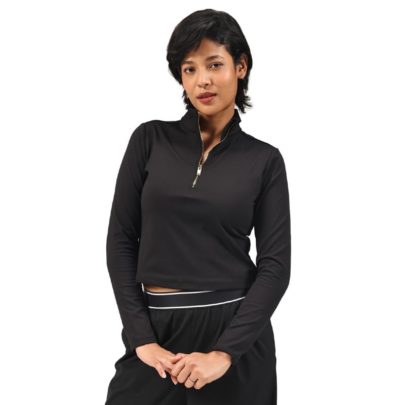blissclub Womens Ultimate Halfzip, High-Neck Half Zip Sweatshirt, Snug Fit, Quick-Dry Top with Metallic Gold Zipper-picture-39