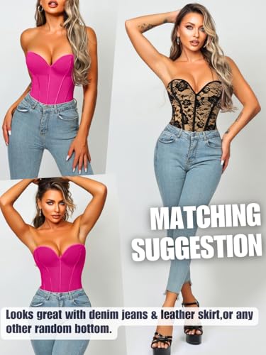 Image of ChiaoLezhee Heart Corset Top For Women, Sexy Concert Outfits Going Out, Strapless Crop Top, Overbust Bustier
