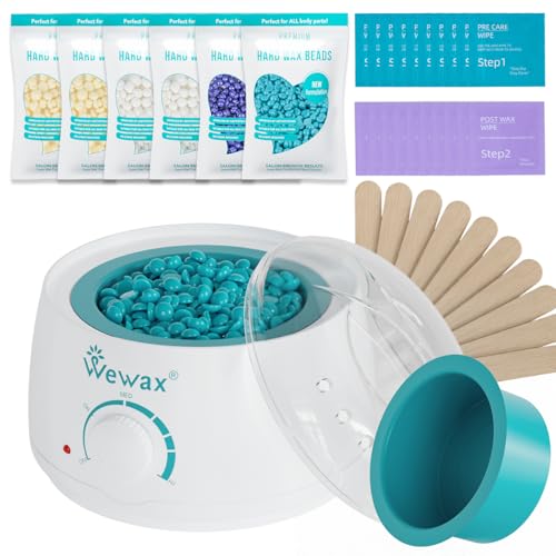 Image of Waxing Kit for Women &Men - Wewax Wax Warmer for Hair Removal, Hard Wax Kit with 50g 6 Bags Hard Wax Beans for Full Body, Brazilian, Legs, Arms at Home