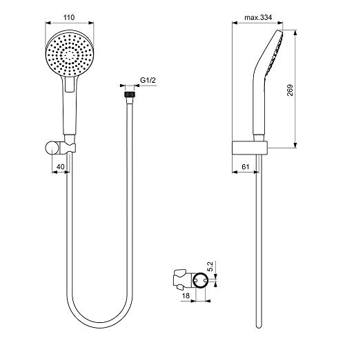 Ensemble de douche Idealrain EVO Ideal Standard avec support mural B2239AA