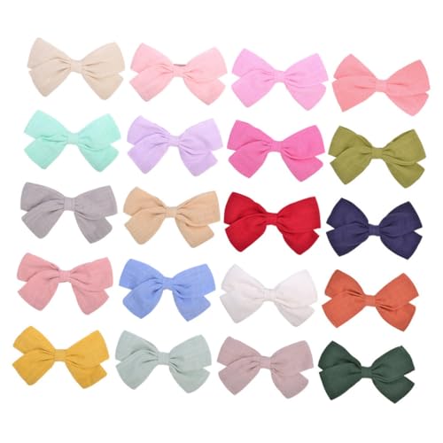 Barrettes nœuds cheveux fille lot de 20 pinces croco 9 cm coton lin accessoires coiffure enfant