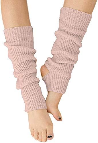 Image of YUANQIAN Women Winter Extra Soft Long Legwarmer Warmer Knitted Stirrup Leg Warmers for Yoga Ballet Dance