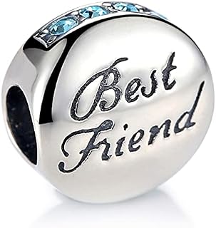 YOUFENG Jewellery Friendship Best Friend BFF Claddagh Charms Bead Blue Crystals Birthstone Charm Fit Snake Chain Bracelet