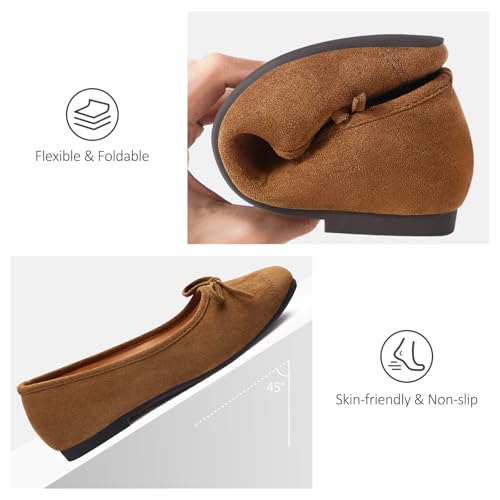 Women's Ballet Flats Cap Toe Bow Flats Two Tone Slip On Flats Comfort Square Toe Dressy Flat Shoes for Casual Work4