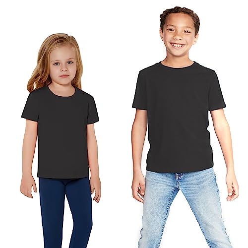 Image of Eversoft Cotton Crew Neck T-Shirts for Boys Girls Short Sleeves (as8, Age, 11_Years, 12_Years, Regular, Black)