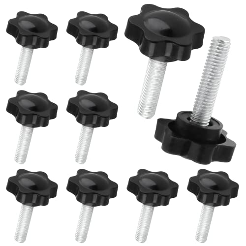 Zorfeter 10 Pcs M6 x 25mm Thumb Screw Threaded Knurled Replacement Star Hand Knob Clamping Screw Knobs