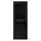 Builders Edge 15 in. x 80 in. Louvered Shutters Pair #002 Black