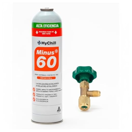 REPORSHOP Gas Refrigerante Orgánico Minus 60 para Sistemas con Gas R32 y R410A con Válvula Incluida - Sustituto Ecológico para Aire Acondicionado - Alta Eficiencia Energética y Enfriamiento Rápido