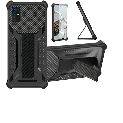 bojioderf Funda para Zte Blade V20 Smart Funda Carcasa Case Cover [con Protector de Pantalla de Cristal Templado] Híbrida [Soporte Plegable Magnético] [Esmerilado antihuellas] Negro