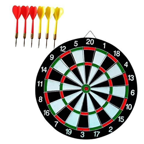 POPETPOP Complete Dartboard Set 12 Dartboards 6 Pcs Family Game for Adults Boys and Girls Office Tavern Random