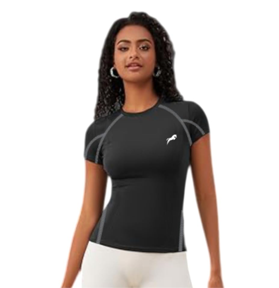 Workout T-Shirt for Women, Half Sleeve Workout Tops, Yoga Compression T-Shirt Women