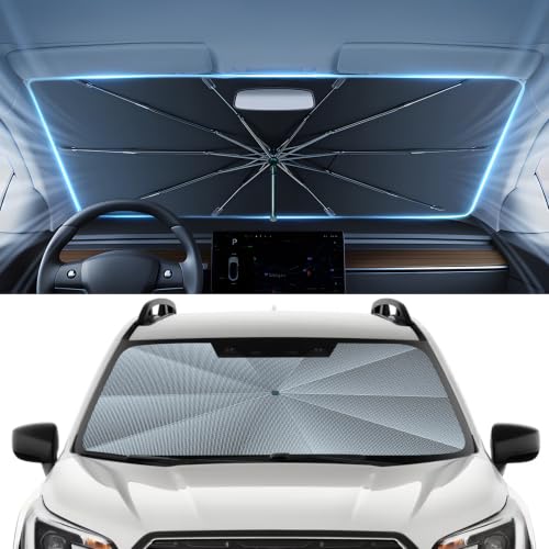 Image of Autorder Umbrella Windshield Sun Shade for 2019-2026 Suba-ru Forester Sunshade Accessories,Upgraded Ice Crystal Material, Windshield Umbrella Front Window Shade, Foldable Block UV Rays Keep Car Cool