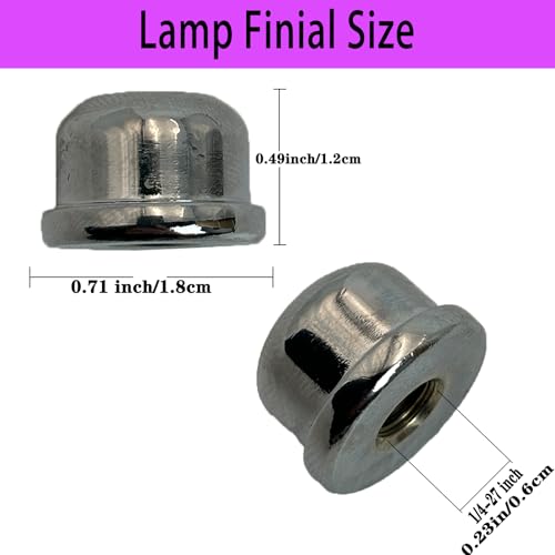 Image of Silver Lamp Finials, 1 /4-27 Thread, 1 /2 Inch Lamp Shade Nuts for Harp Tops | 8 Packs Finish Metal Finials with 1 /4-27 Female Threads for Compatible Table, Floor, Desk And Bedside Lamp Harps