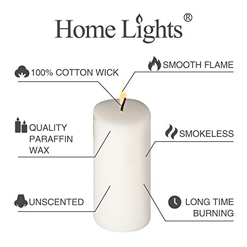 Home Lights Homelights Pillar Candles - 2.7X6 Inch | 50 Hours Burning, 6 Count - White Unscented Smokeless European Pillar Candles thumb #2