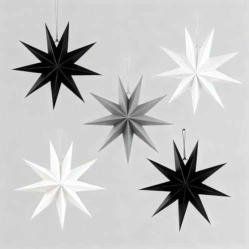 Kizozo Papiersterne Weihnachten 5er Set, Papiersterne zum aufhängen,...