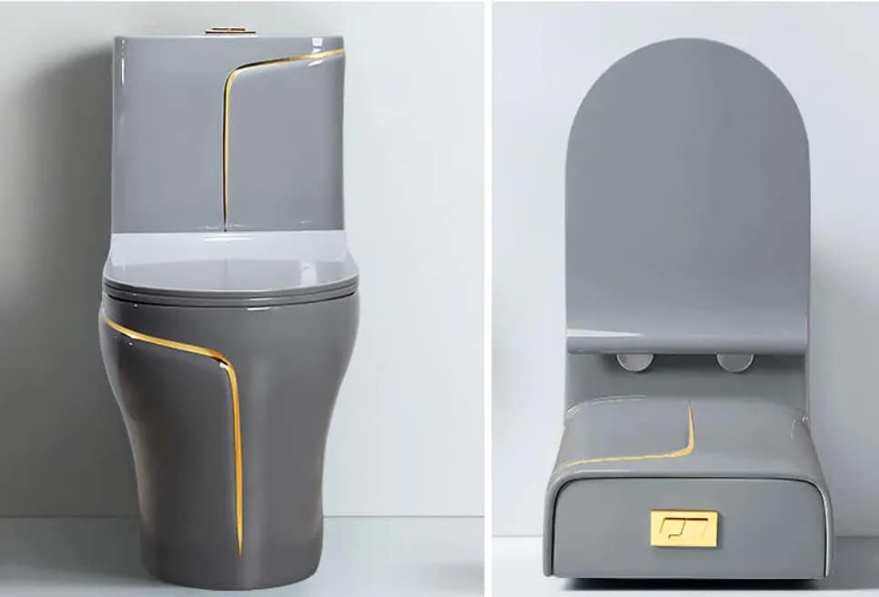 Image of B Backline Ceramic P Trap Commode | One Piece Floor Mount Western Toilet Commode /European Commode /Water Closet For Bathroom P trap Outlet From Wall - (Grey Glossy)