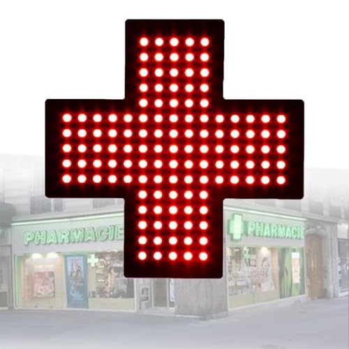 SeñAl De Cruz MéDica Led, SeñAles De Luz Cruzada,LáMpara De SeñAl De Cruz De Farmacia Con Interruptor De TraccióN,3 Modos: Siempre Encendido,Intermitente Y Intermitente General,Red-35 * 35cm
