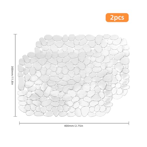 2 unidades de PVC 40 x 30 cm, alfombrilla antideslizante para fregadero, recortable, alfombrilla protectora para vajilla, vasos y verduras, soporte para goteo con diseño de cuerpo hueco para fregadero - imagen 2