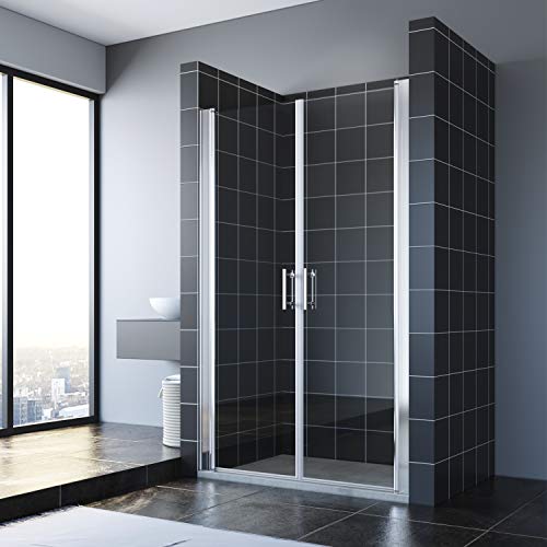 SONNI Duschtür 90 cm Nischentür Pendeltür Dusche Höhe: 195 cm Duschabtrennung Duschtür Doppel Duschwand