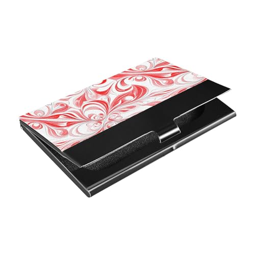 KLL Charming Light Red Floral Slim Outdoor Business Card Holder with Leather and Stainless Steel Credit Card Cover for Business Meeting Use tarjetero para Hombres