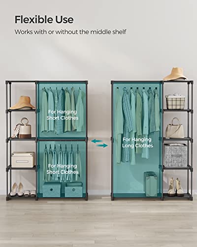 Image of SONGMICS Portable Closet, Freestanding Closet Organizer, Clothes Rack with Shelves, Hanging Rods, Storage Organizer, for Cloakroom, Bedroom, 48.8 x 16.9 x 71.7 Inches, Black URYG026B02