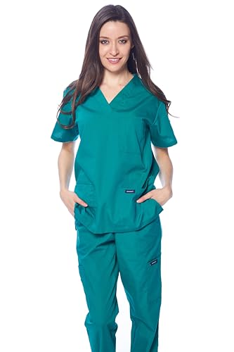 Image of Dagacci Scrubs Medical Uniform Women and Man Scrubs Set Medical Scrubs Top and Pants