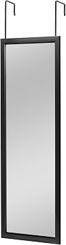 MIRUO Over The Door Wall Mirror, 43" x 18", Black, Plastic Frame